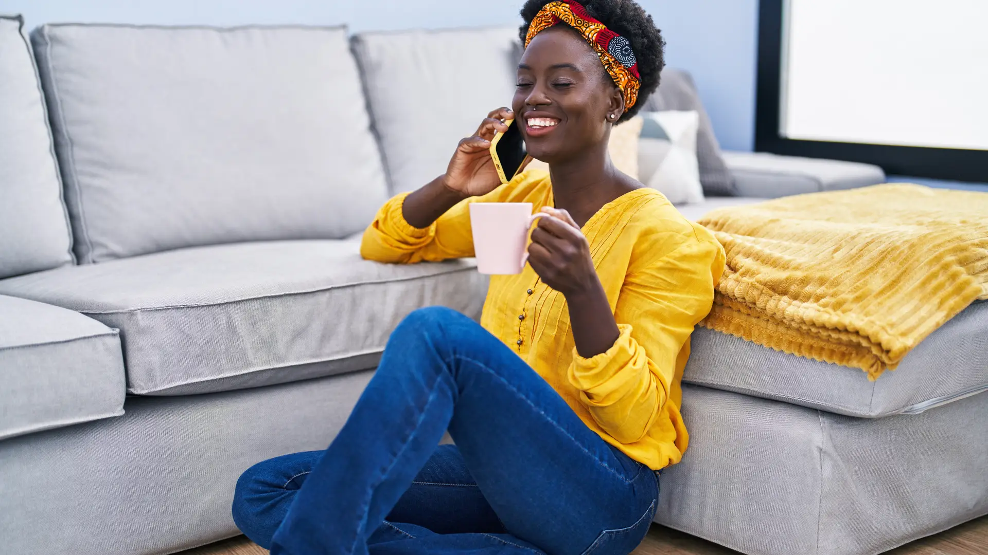 Young girl using her phone because he has a network by EE